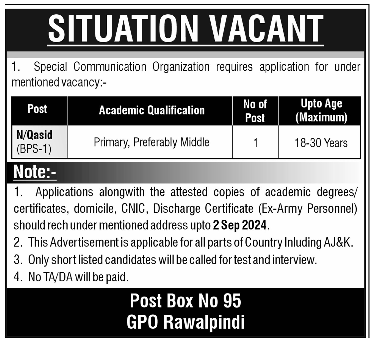 Special Communication Organization SCO Jobs 2024